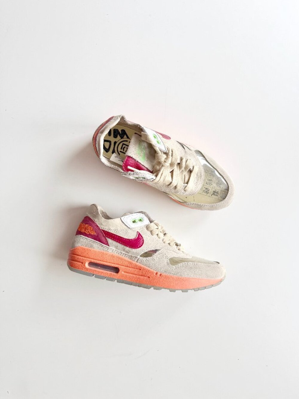 NIKE x CLOT Air Max 1 Kiss of Death Leather Suede PVC Sneakers Shoes, Size 4.5